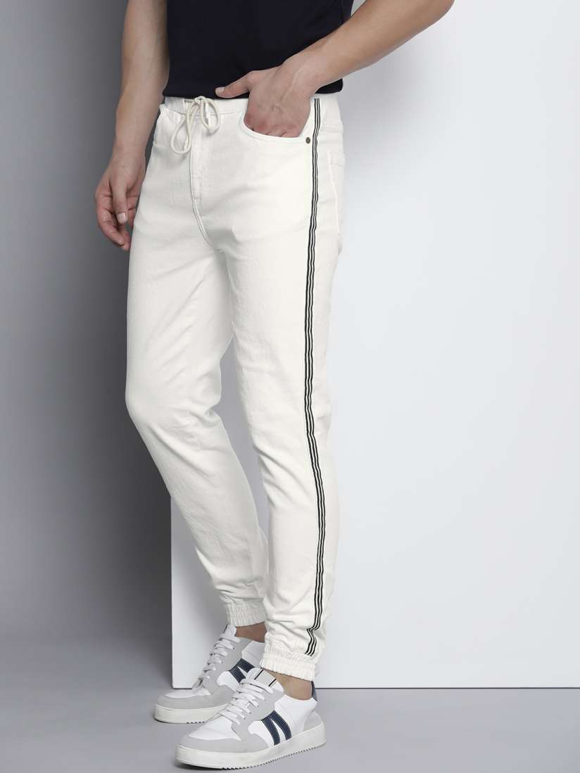 Buy The Indian Garage Co Men White Jogger with Side Stripe Jeans Jeans for Men 15313854 Myntra