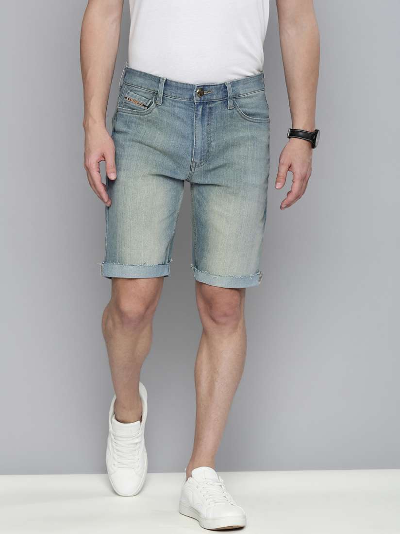 Buy The Indian Garage Co Men Blue Washed Slim Fit Denim Shorts Shorts for Men 15314144 Myntra