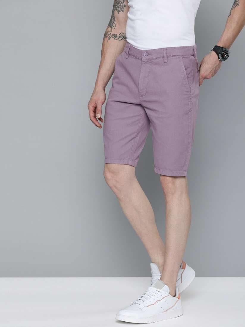 Buy The Indian Garage Co Men Purple Slim Fit Cotton Chino Shorts Shorts for Men 15314168 Myntra