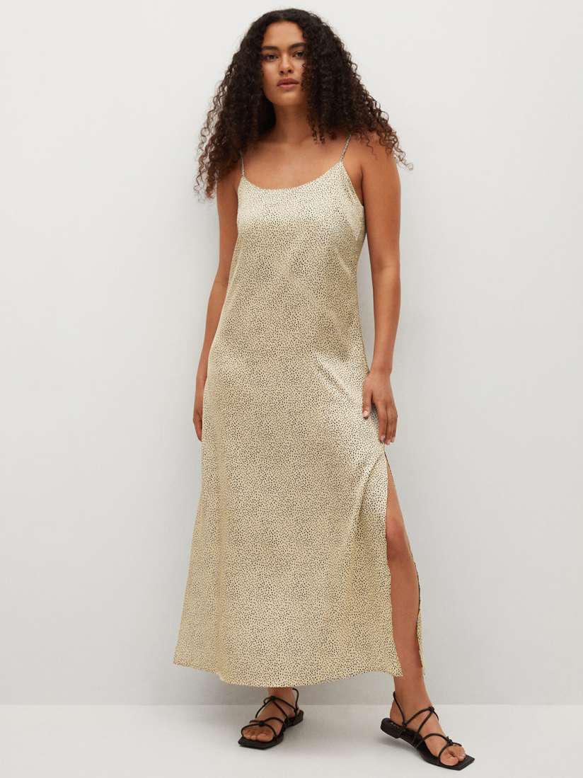 Buy MANGO Cream Coloured Black Satin A Line Maxi Dress Dresses for Women 15315540 Myntra