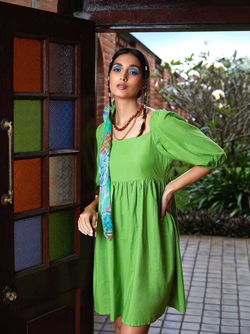 Myntra green dress outlet