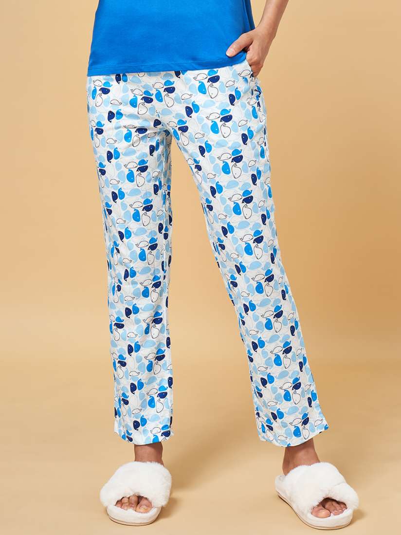 Buy Dreamz by Pantaloons Women White Blue Printed Nightsuit Lounge Pants for Women 15317732 Myntra