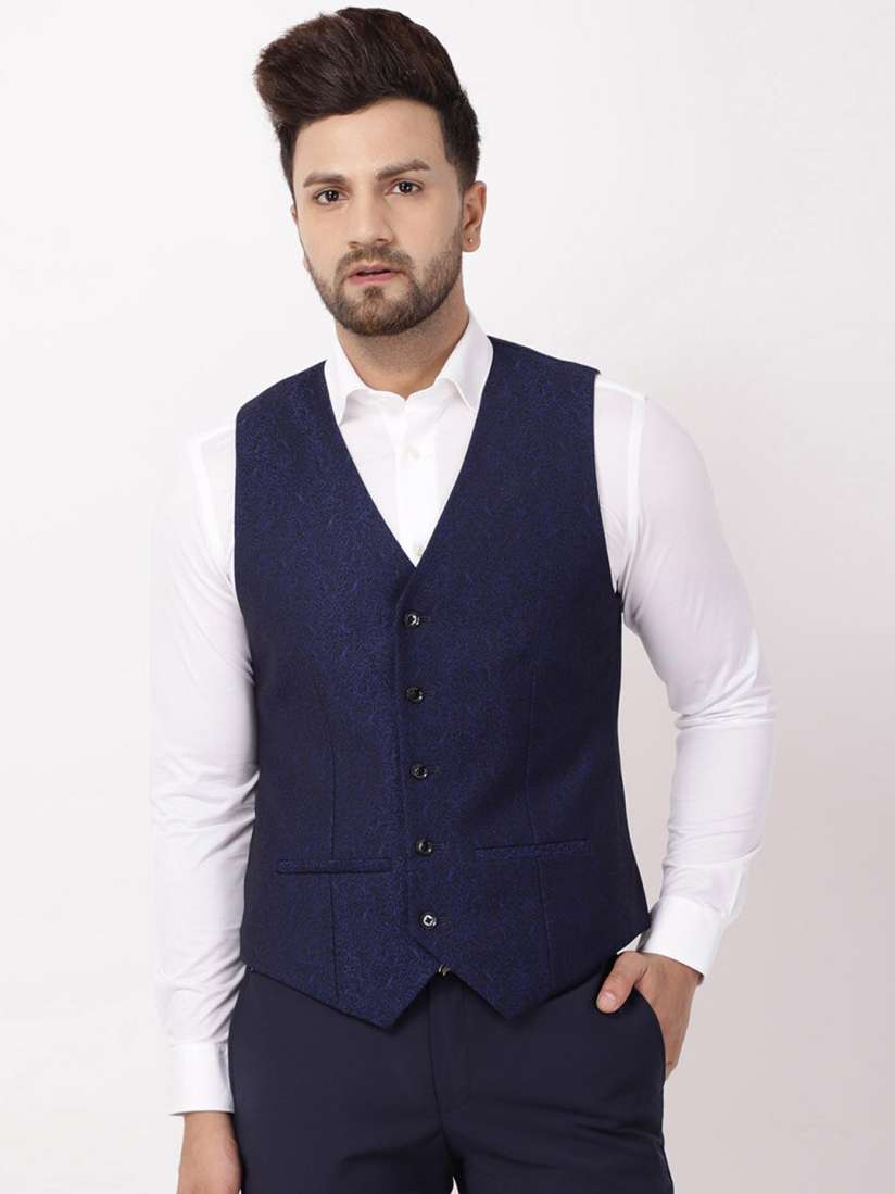 Buy Blackberrys Men Navy Blue Woven Semi Formal Waistcoat Waistcoat for Men 15320116 Myntra