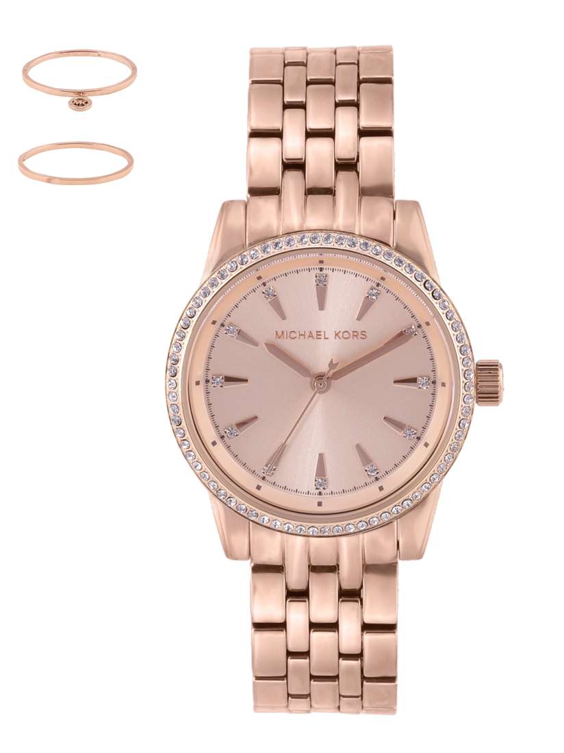 Buy Michael Kors Women Rose Gold Toned Embellished Dial Watch 2 Bracelets Gift Set MK3744 Watch Gift Set for Women 15321528 Myntra