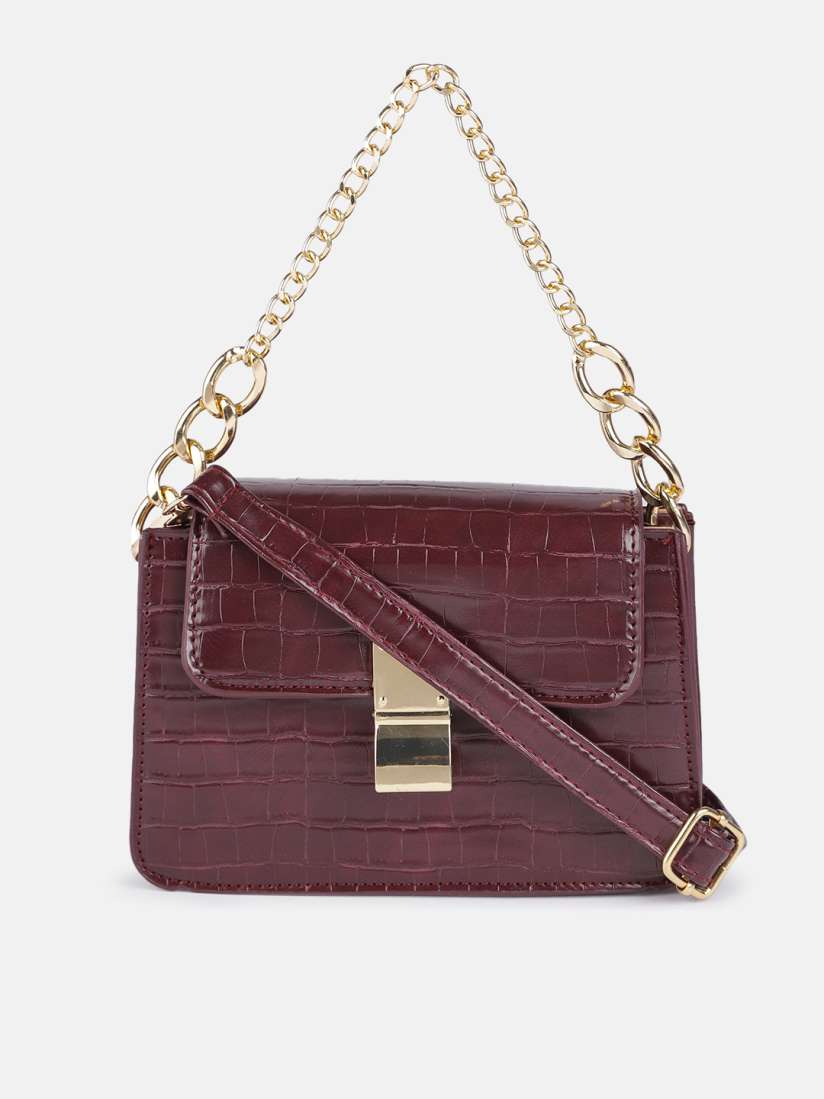 Dressberry burgundy solid shoulder bag shop