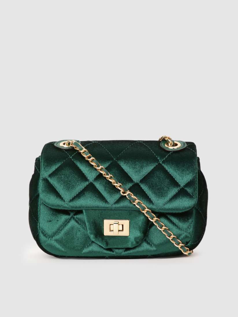 Accessorize London Women Faux Leather Lucy Velvet Sling Bag