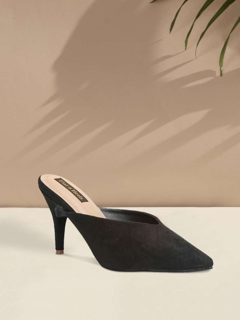 Buy Flat n Heels Women Black Suede Mules Heels for Women 15324182 Myntra