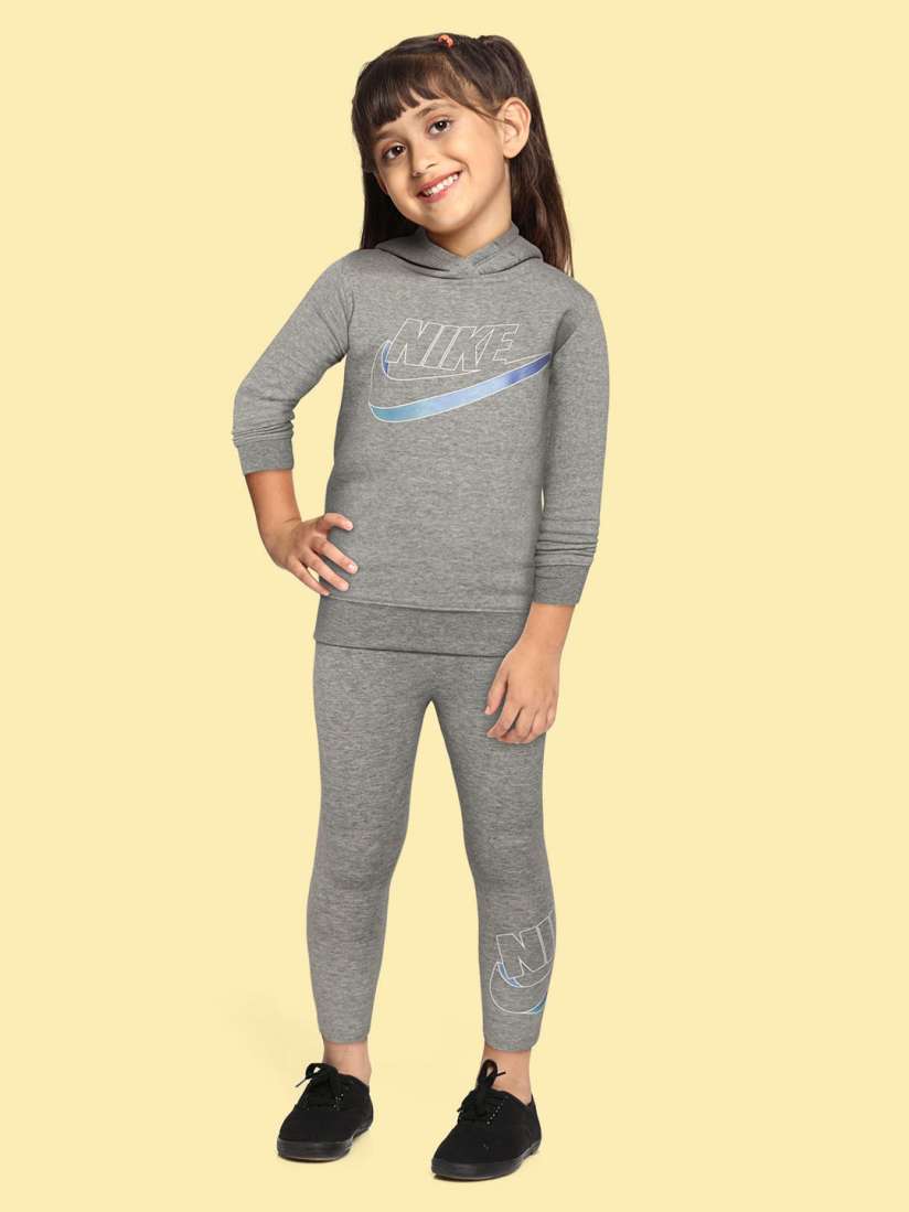 Buy Nike Girls Grey Pullover Hoodie Leggings Set Clothing Set for Girls 15329550 Myntra