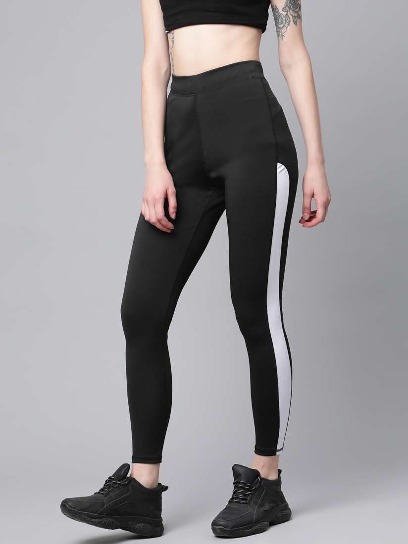 Buy Blinkin Women Black Solid High Rise Tights with Side Taping Tights for Women 15330156 Myntra