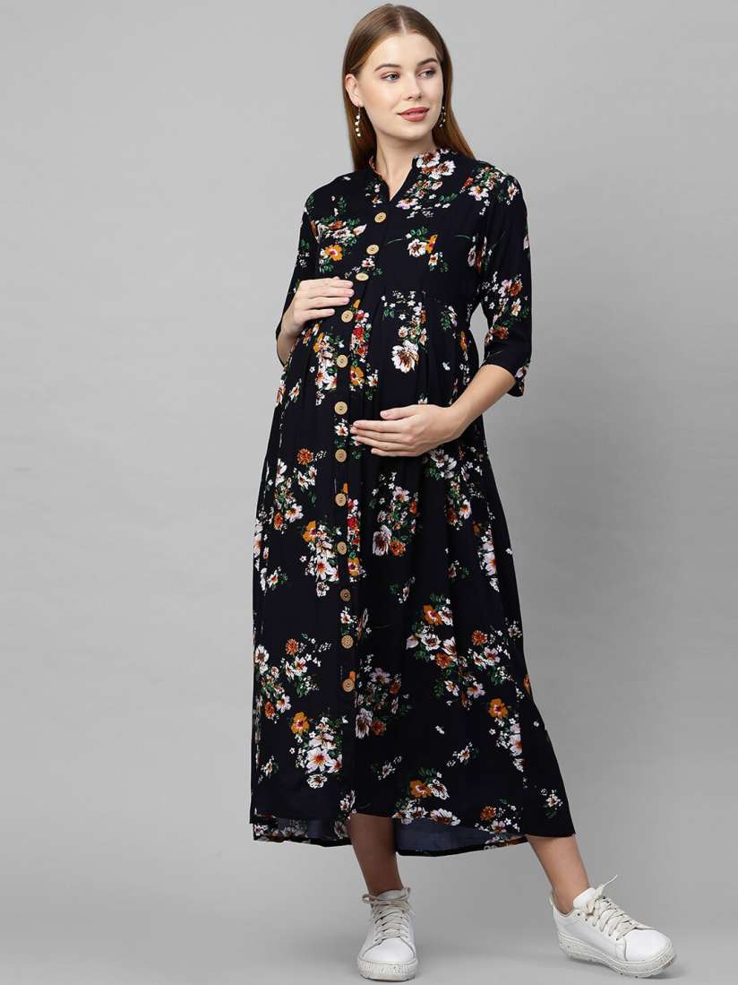 Buy MomToBe Blue Floral A Line Maternity Maxi Nursing Dress Dresses for Women 15332368 Myntra
