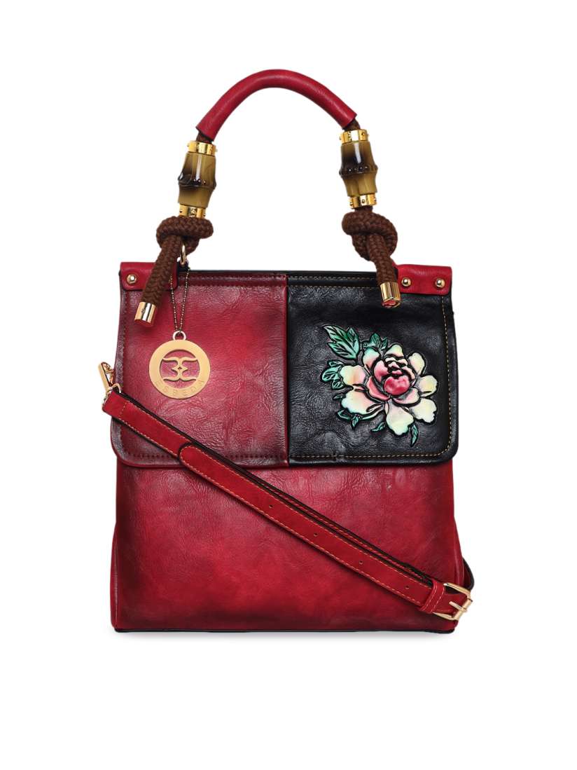 Buy ESBEDA Red Colourblocked PU Structured Handheld Bag with Applique Handbags for Women 15342650 Myntra