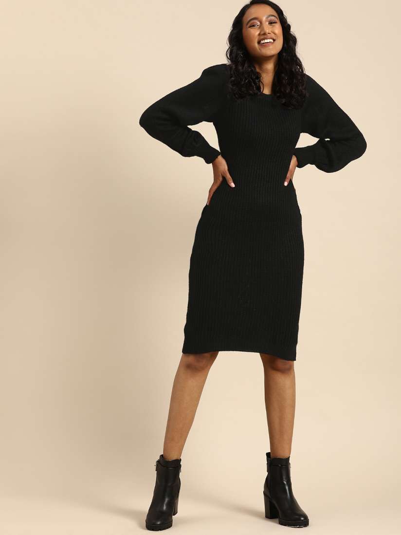 Buy Zink London Black Acrylic Knitted Sheath Dress Dresses for Women 15343318 Myntra