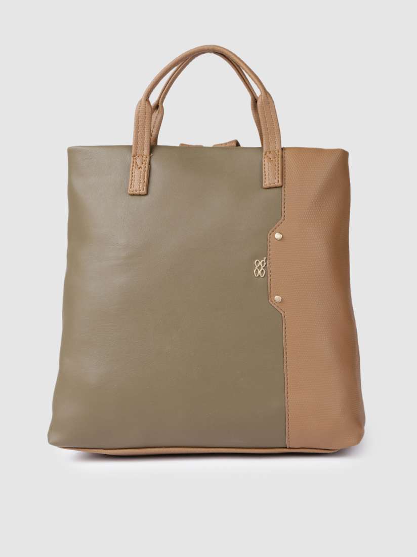 Buy Baggit Brown Olive Green Synthetic Leather Oversized Shoulder Bag with Back Straps Handbags for Women 15346930 Myntra