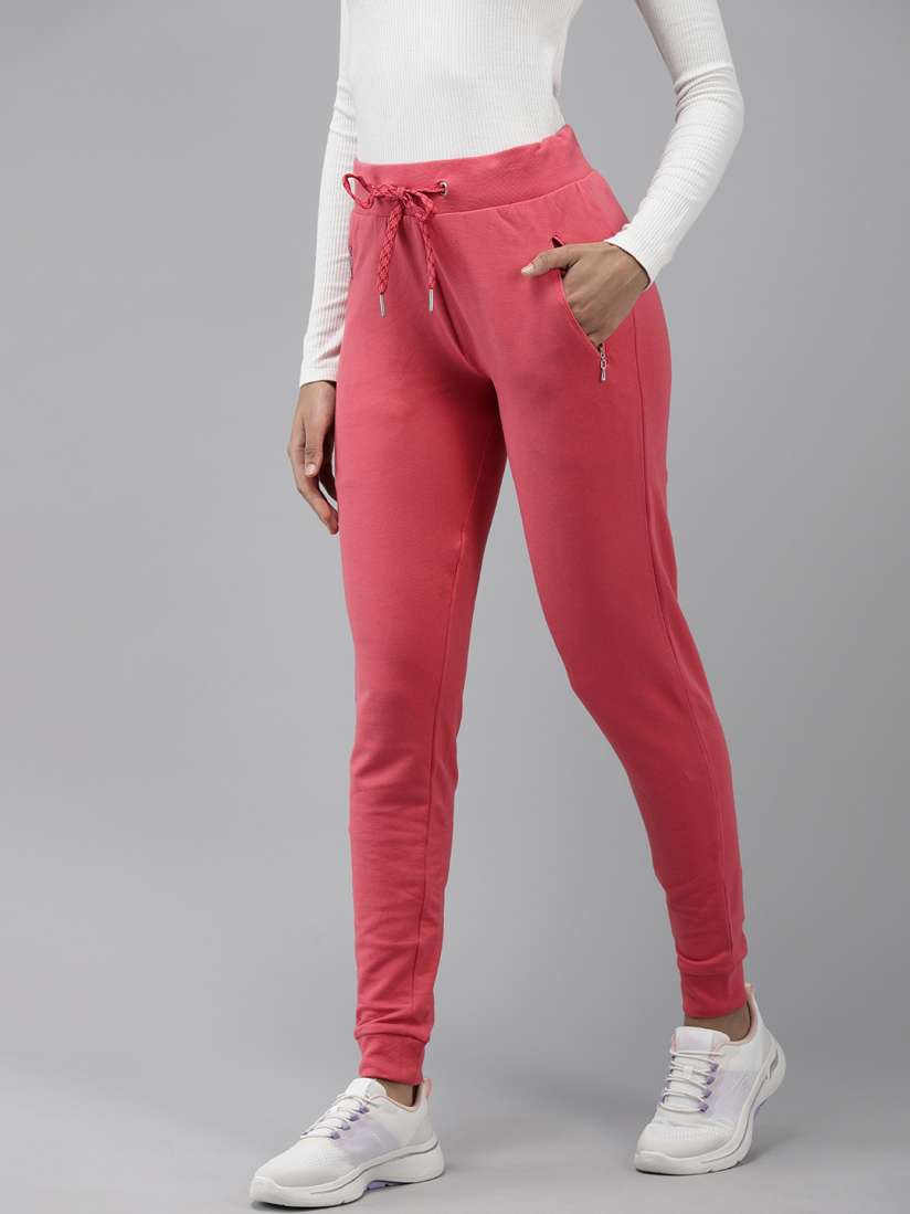 Buy Van Heusen Athleisure Women Coral Solid Smart Tech Easy Stain Release Travel Pants Track Pants for Women 15347654 Myntra