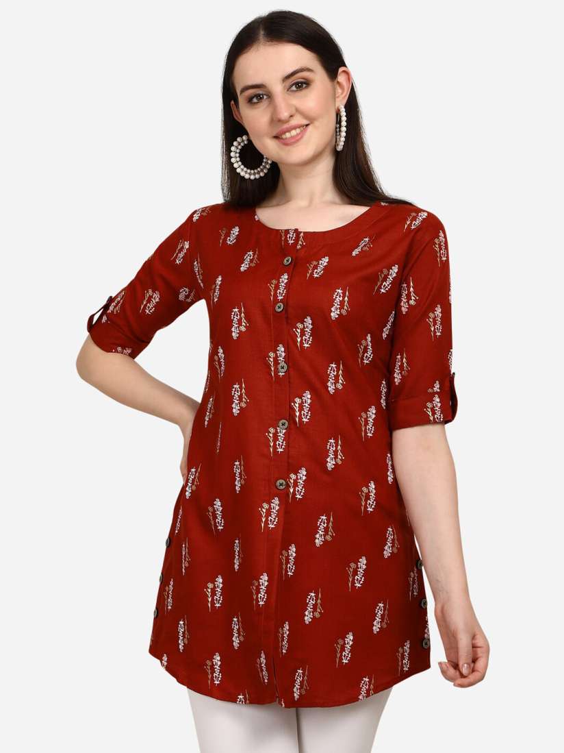 Buy OM SAI LATEST CREATION Red Ethnic Motifs Printed Kurti Kurtis for Women 15352968 Myntra