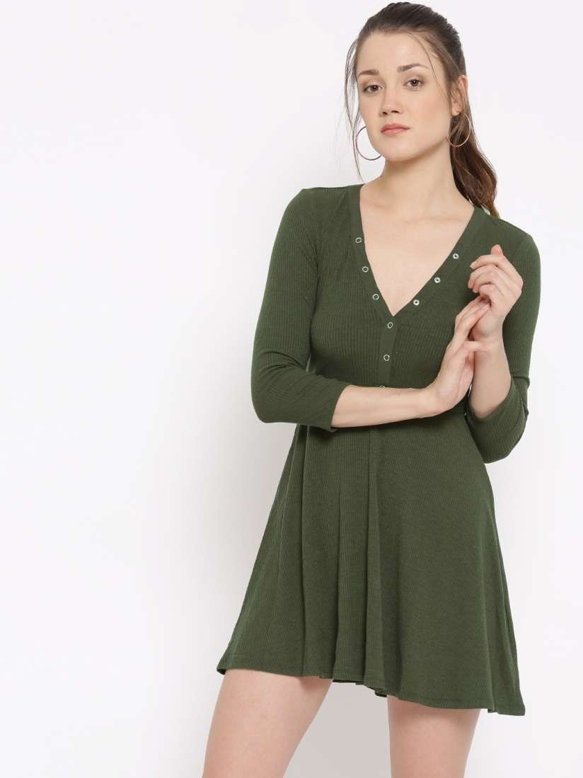 Olive green fitted dress top