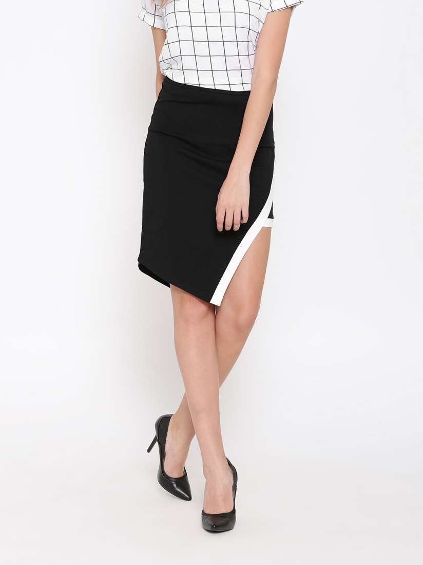 Buy FOREVER 21 Black Asymmetric Hem Pencil Skirt Skirts for Women 1536275 Myntra