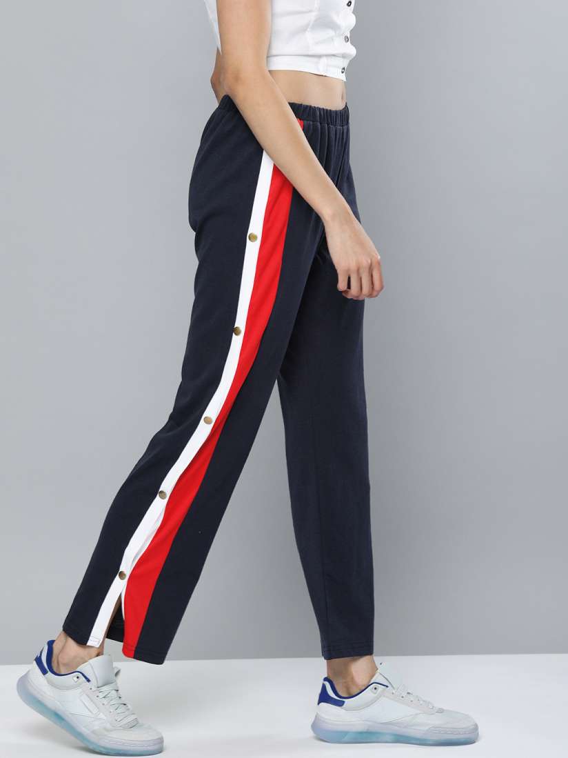 Buy Harvard Women Navy Blue Solid Side Slit Track Pants Track Pants for Women 15363062 Myntra