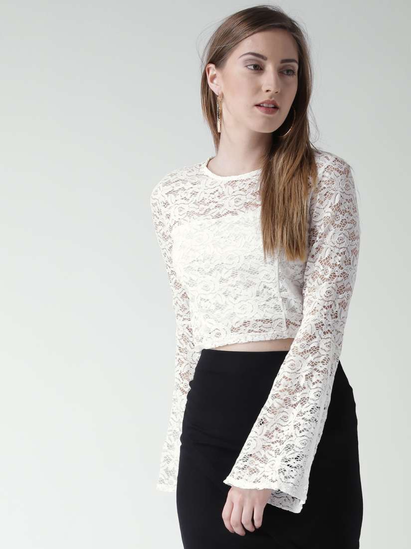 Forever 21 white lace crop top clearance