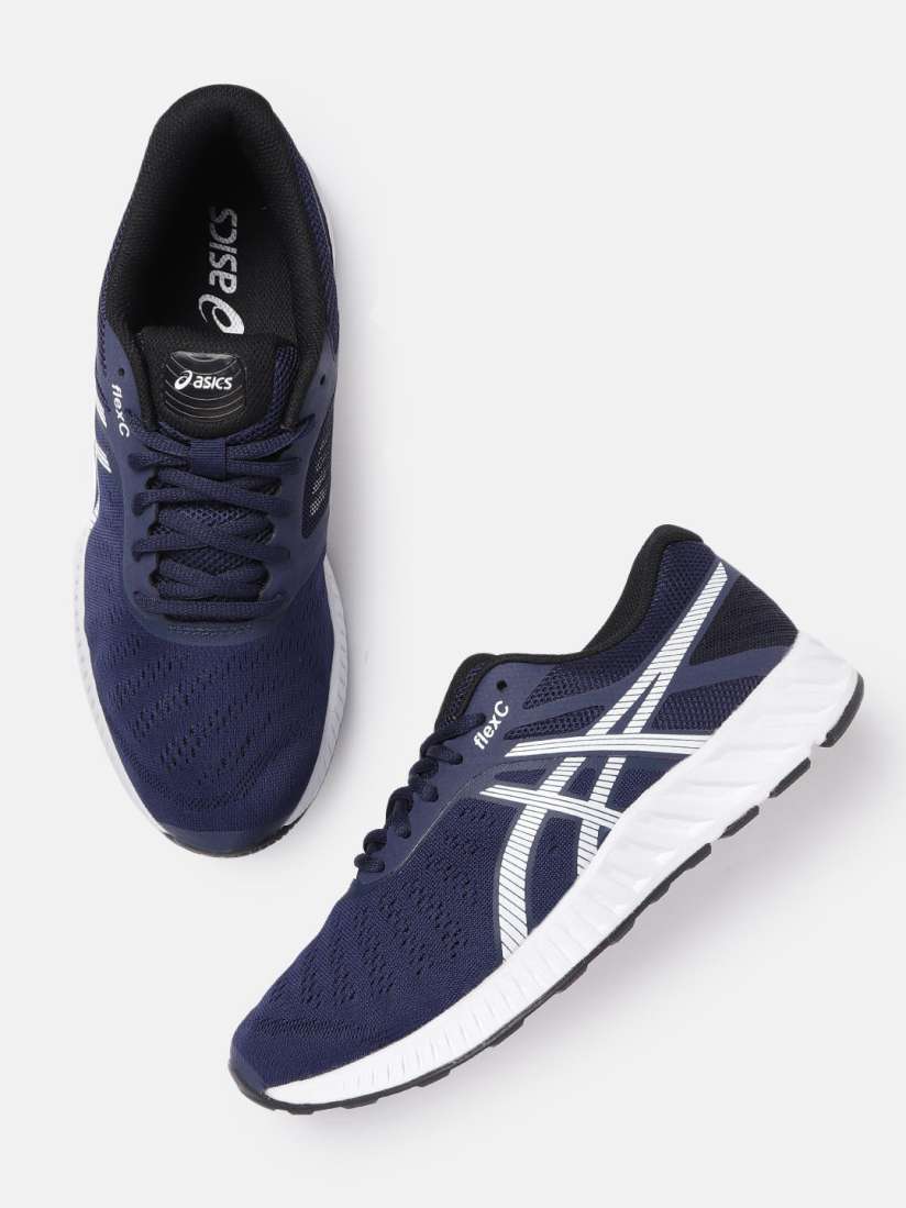 Buy ASICS Men Navy Blue White Woven Design Flexc Running Shoes Sports Shoes for Men 15364304 Myntra