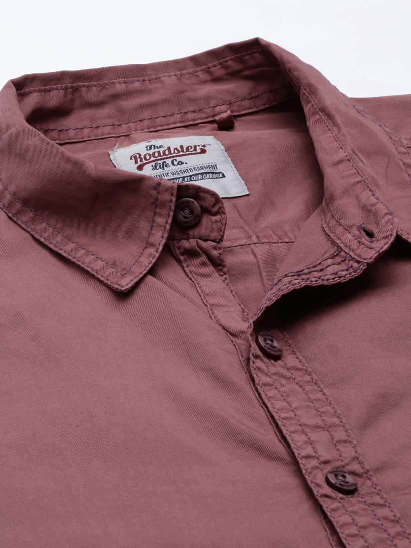 Buy Roadster Men Salmon Pink Opaque Pure Cotton Casual Shirt Shirts for Men 15364358 Myntra