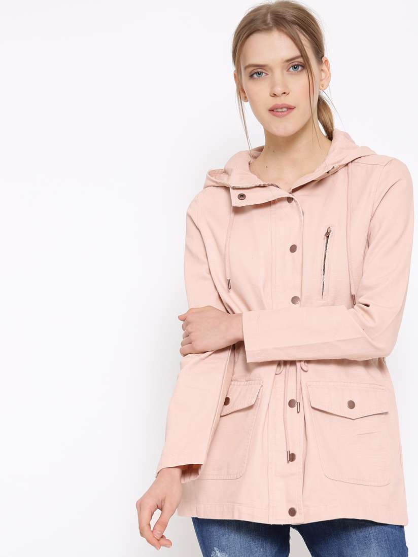 Buy FOREVER 21 Dusty Pink Hooded Jacket Jackets for Women 1536603 Myntra