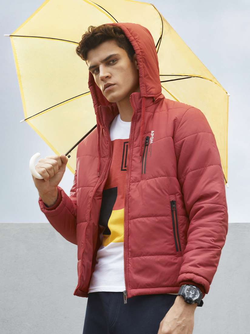 Buy Foreign Culture By Fort Collins Men Pink Solid Padded Jacket with Detachable Hood Jackets for Men 15372764 Myntra