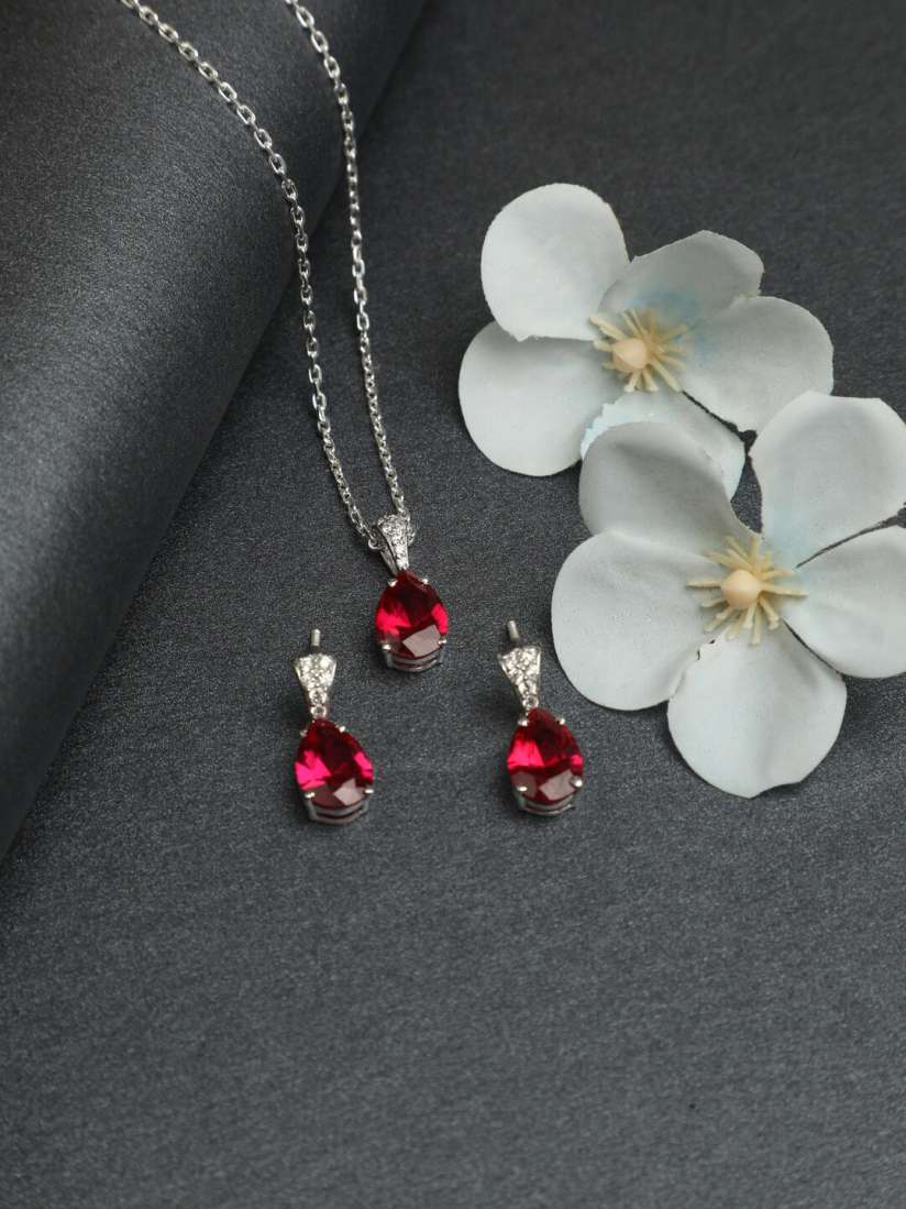 Red and silver necklace set new arrivals