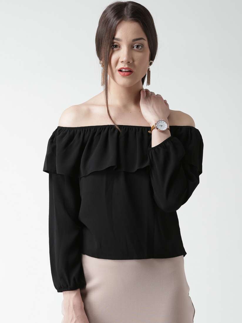 Buy New Look Women Black Solid Off Shoulder Top Tops for Women 1538696 Myntra