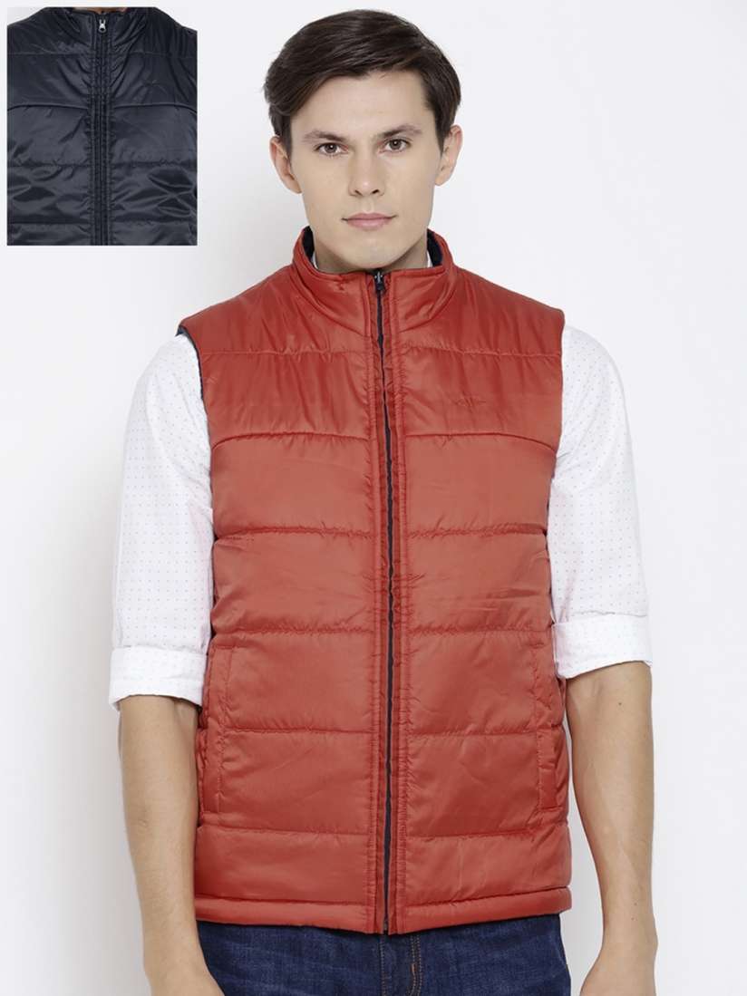 Buy Park Avenue Men Orange Navy Solid Reversible Quilted Jacket Jackets for Men 1539395 Myntra