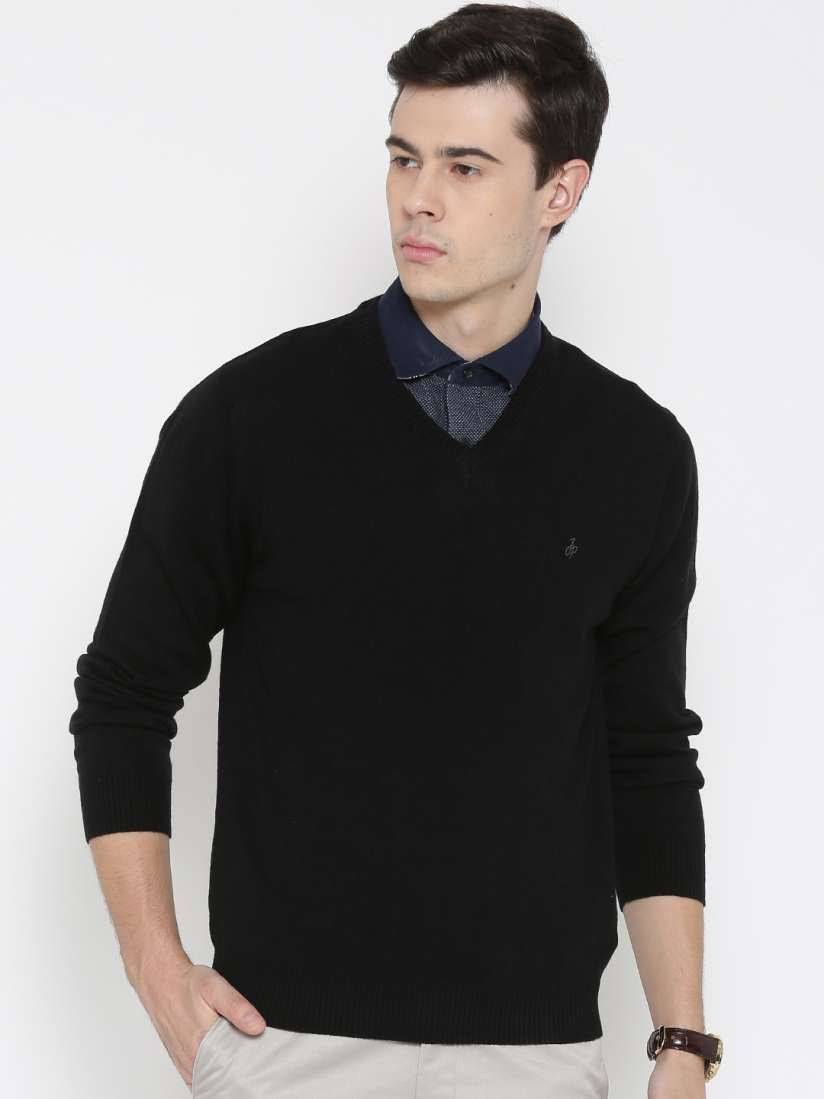 Buy John Players Men Black Solid Sweater Sweaters for Men 1539549 Myntra