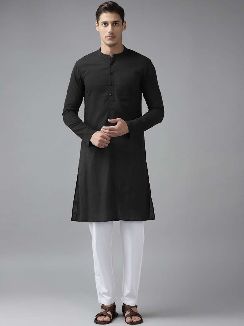 Buy See Designs Men Black Regular Pure Cotton Kurta with Pyjamas Kurta Sets for Men 15399658 Myntra