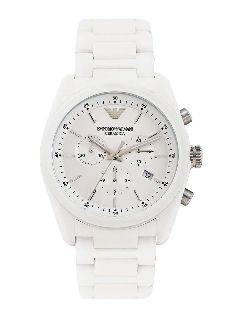 Emporio Armani Men White Chronograph Watch AR1493