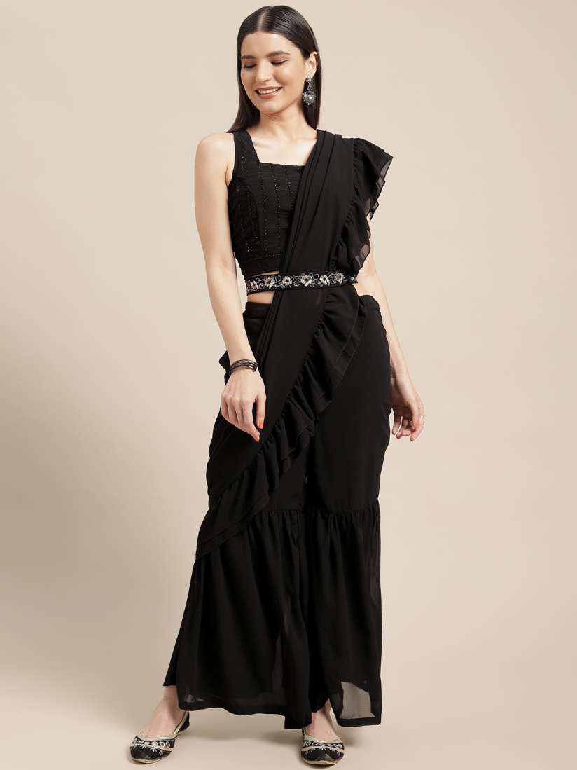 Buy Global Desi Black Palazzo Saree Sarees for Women 15408558 Myntra