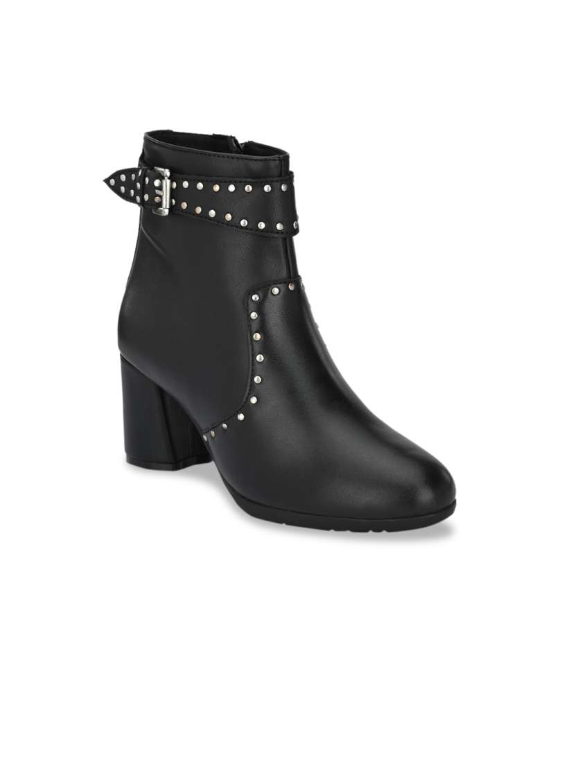 Buy Delize Black Block Heeled Boots Boots for Women 15410304 Myntra