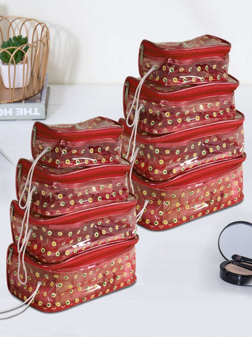 Buy prettykrafts Set Of 8 Red Printed Makeup Cosmetics Bag Organisers for Unisex 15415834 Myntra