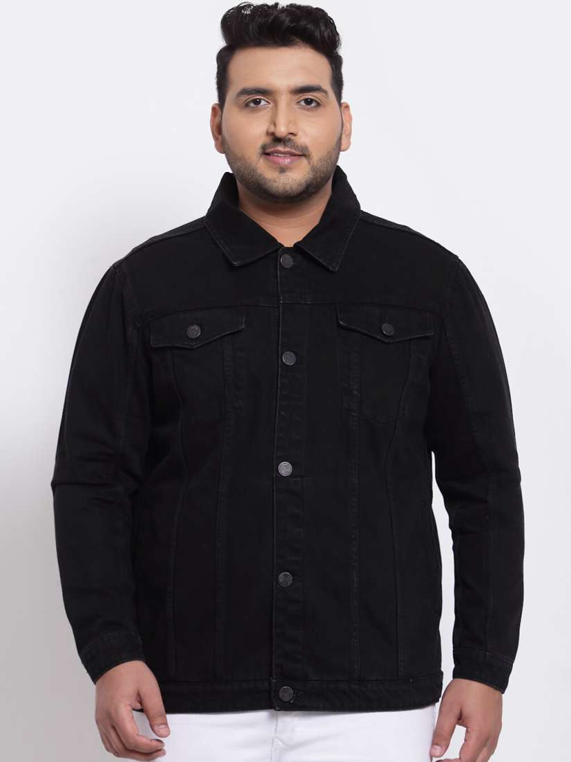 Black denim jacket mens myntra new arrivals