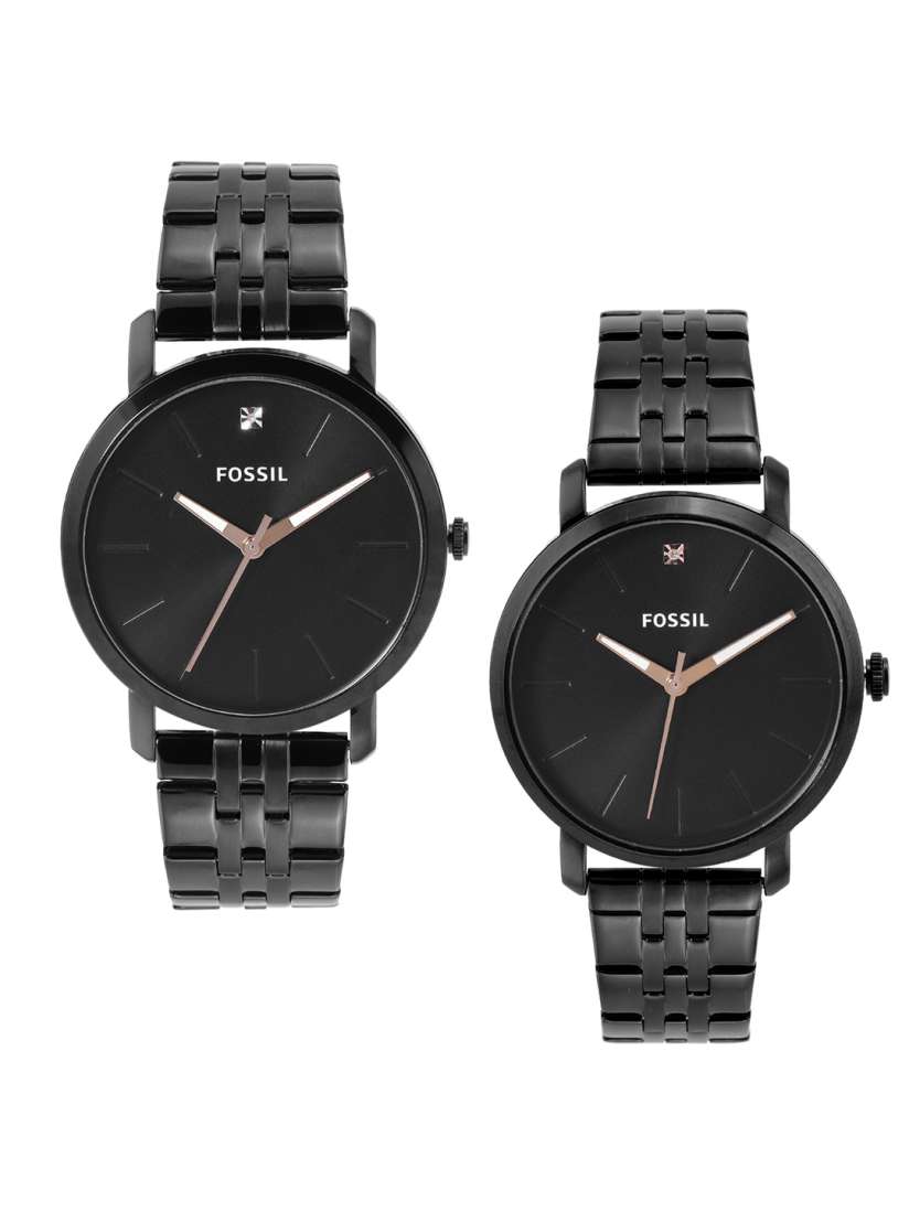 Buy Fossil Unisex Black Bracelet Style Straps His Her Analogue Watch BQ2399SET Watches for Unisex 15419838 Myntra