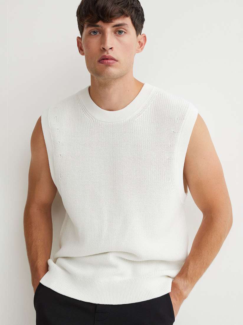 White sleeveless sweater vest on sale