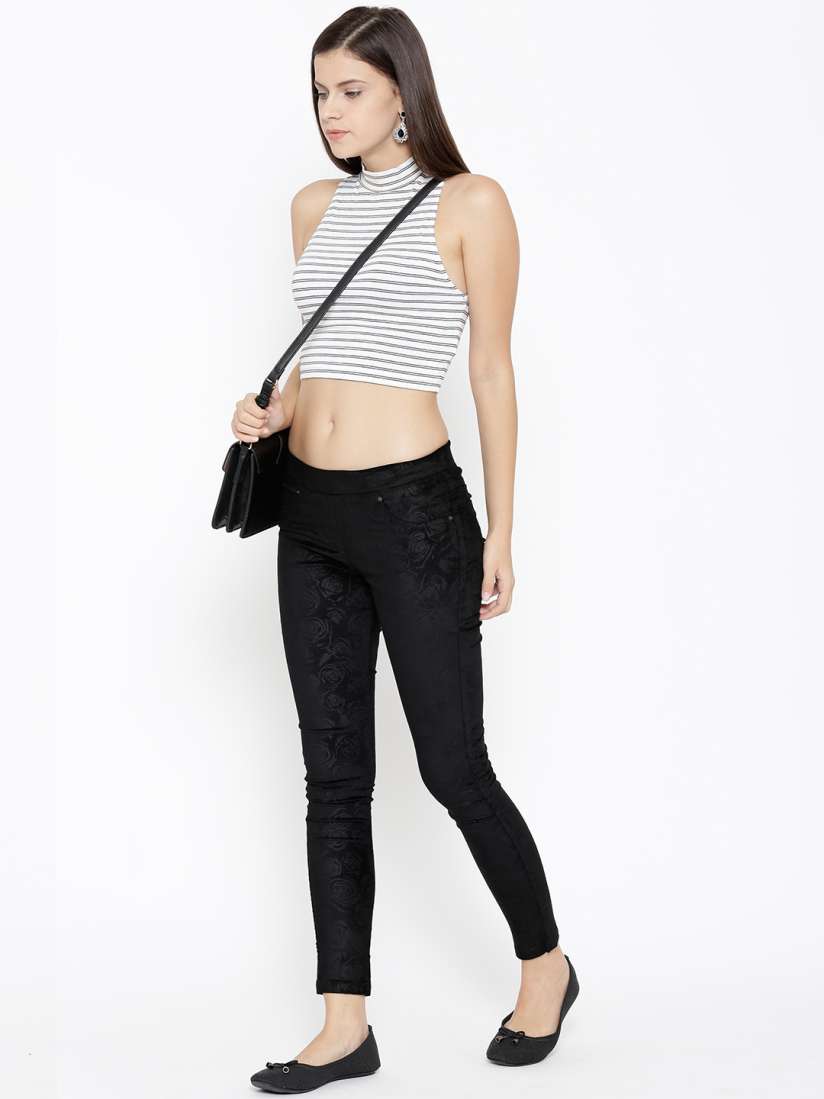 Buy Westwood Black Relaxed Fit Patterned Jeggings Jeggings for Women 1542434 Myntra