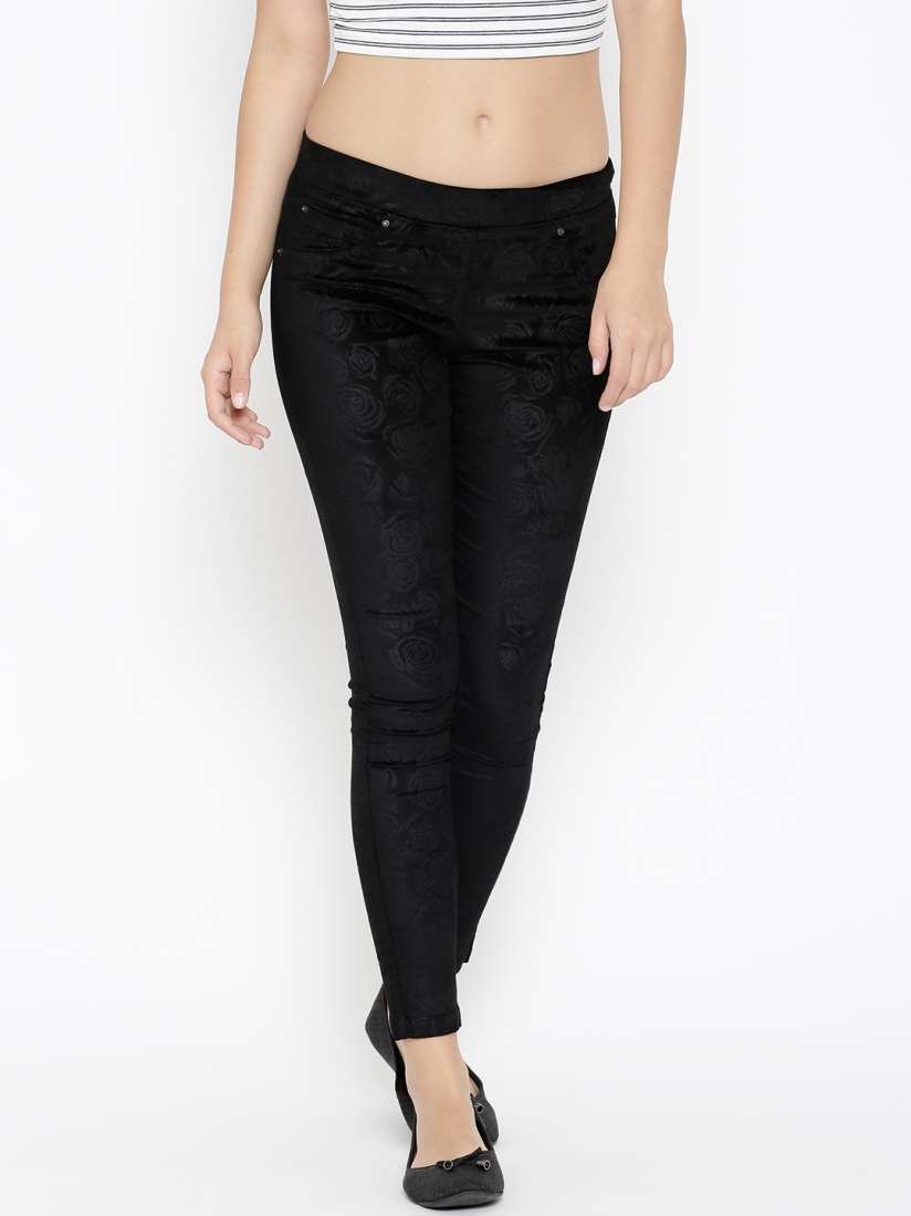 Buy Westwood Black Relaxed Fit Patterned Jeggings Jeggings for Women 1542434 Myntra