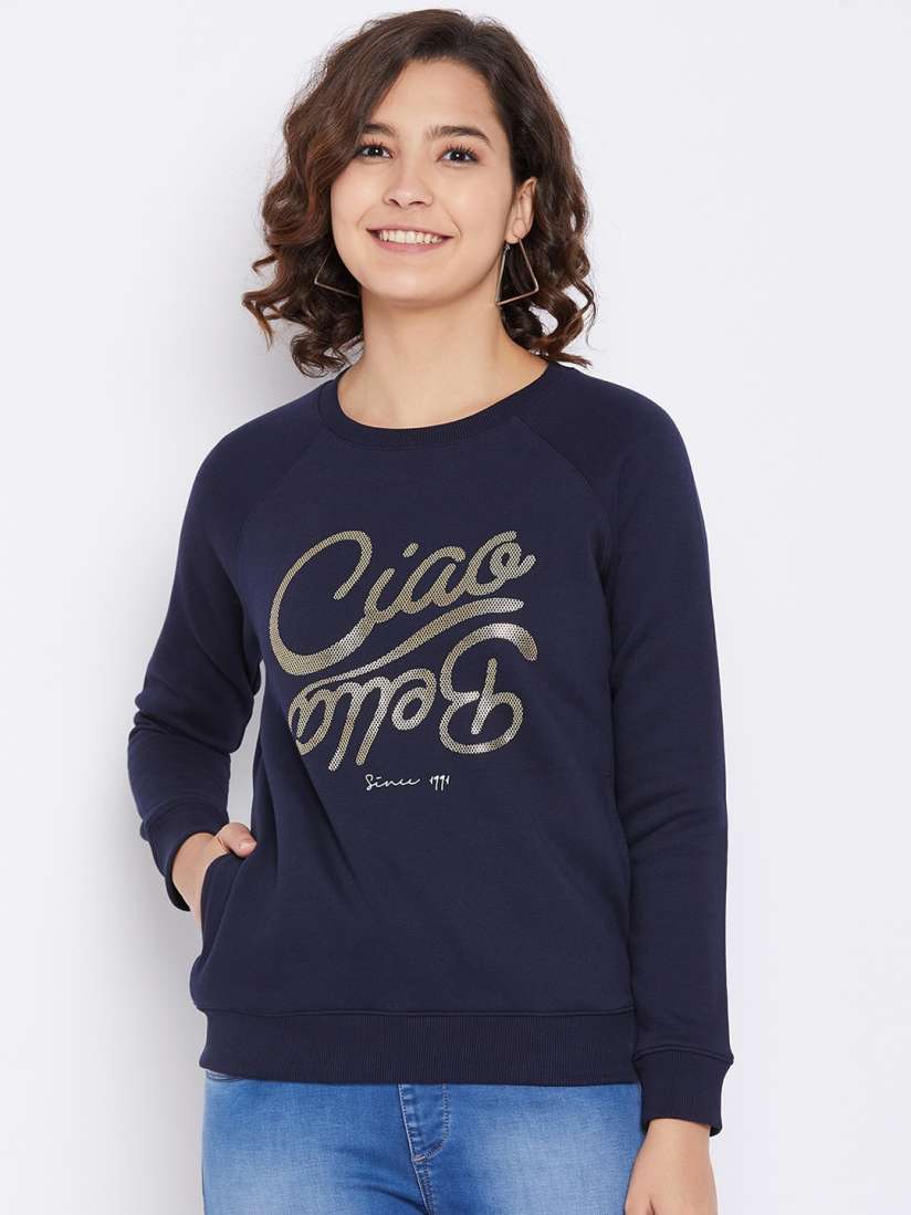 Buy Octave Women Navy Blue Printed Sweatshirt Sweatshirts for Women 15427776 Myntra