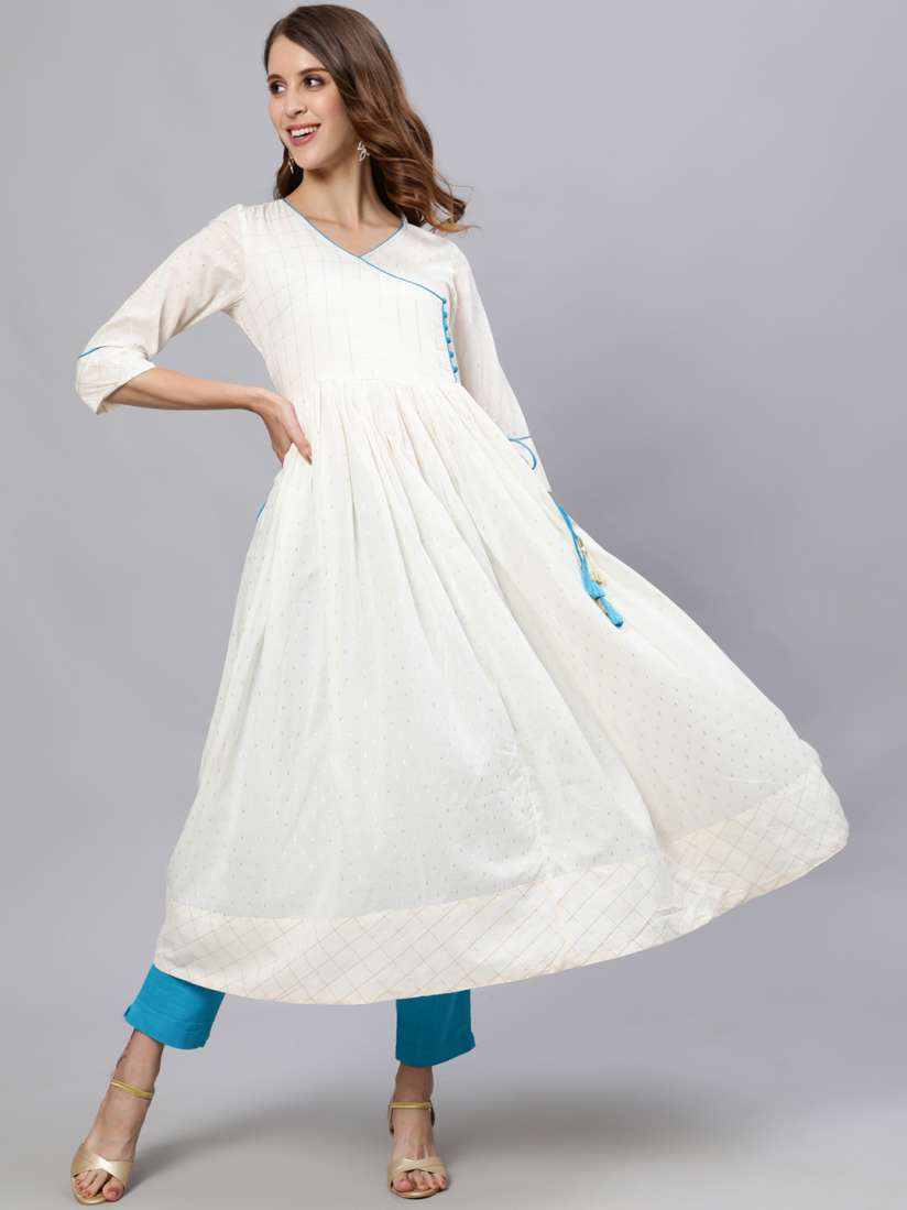 Buy Jaipur Kurti Women White Anarkali Kurta Kurtas for Women 15428878 Myntra
