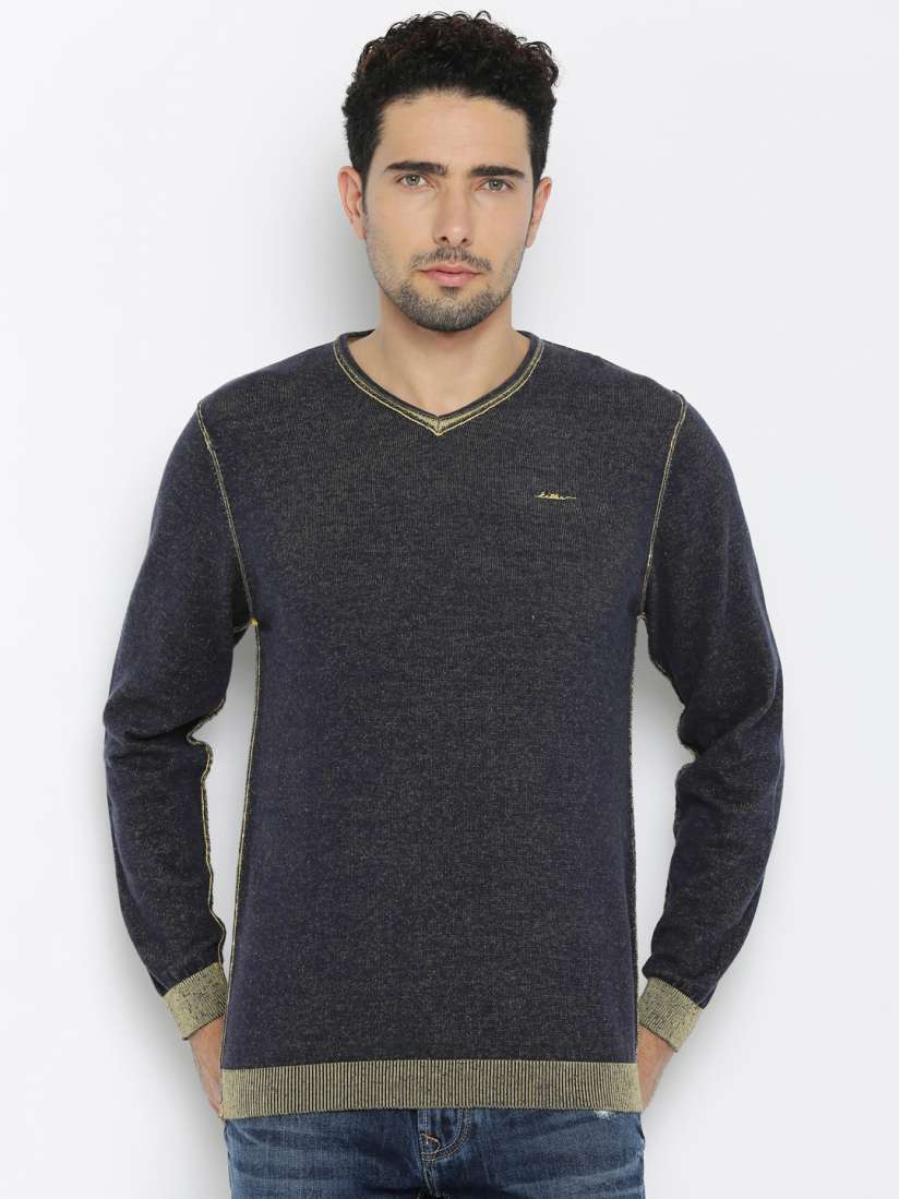 Buy Killer Men Navy Blue Solid Sweater Sweaters for Men 1543392 Myntra