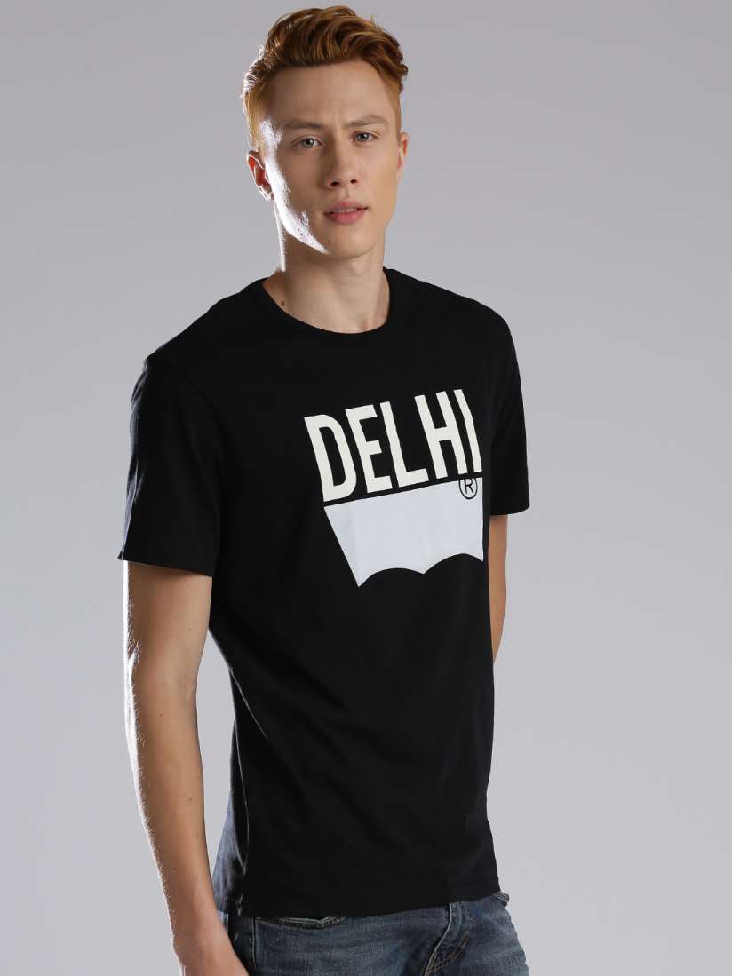 Buy Levis Men Black Text Print Round Neck T Shirt Tshirts for Men 1543805 Myntra