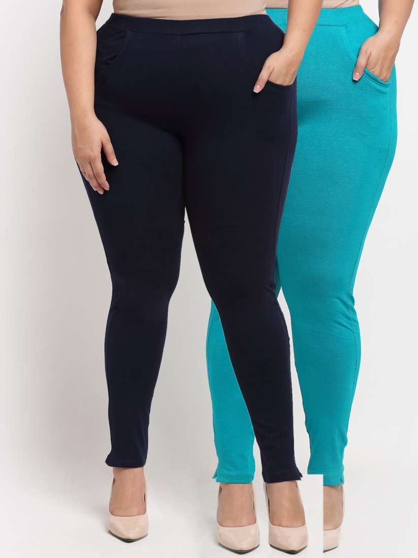 Buy TAG 7 PLUS Woman Navy Blue Combo of 2 Plus Size Leggings Leggings for Women 15451318 Myntra