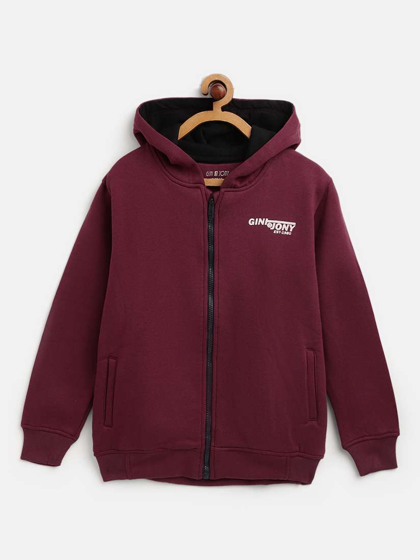 Buy Gini and Jony Boys Burgundy Printed Back Hooded Sweatshirt Sweatshirts for Boys 15457472 Myntra