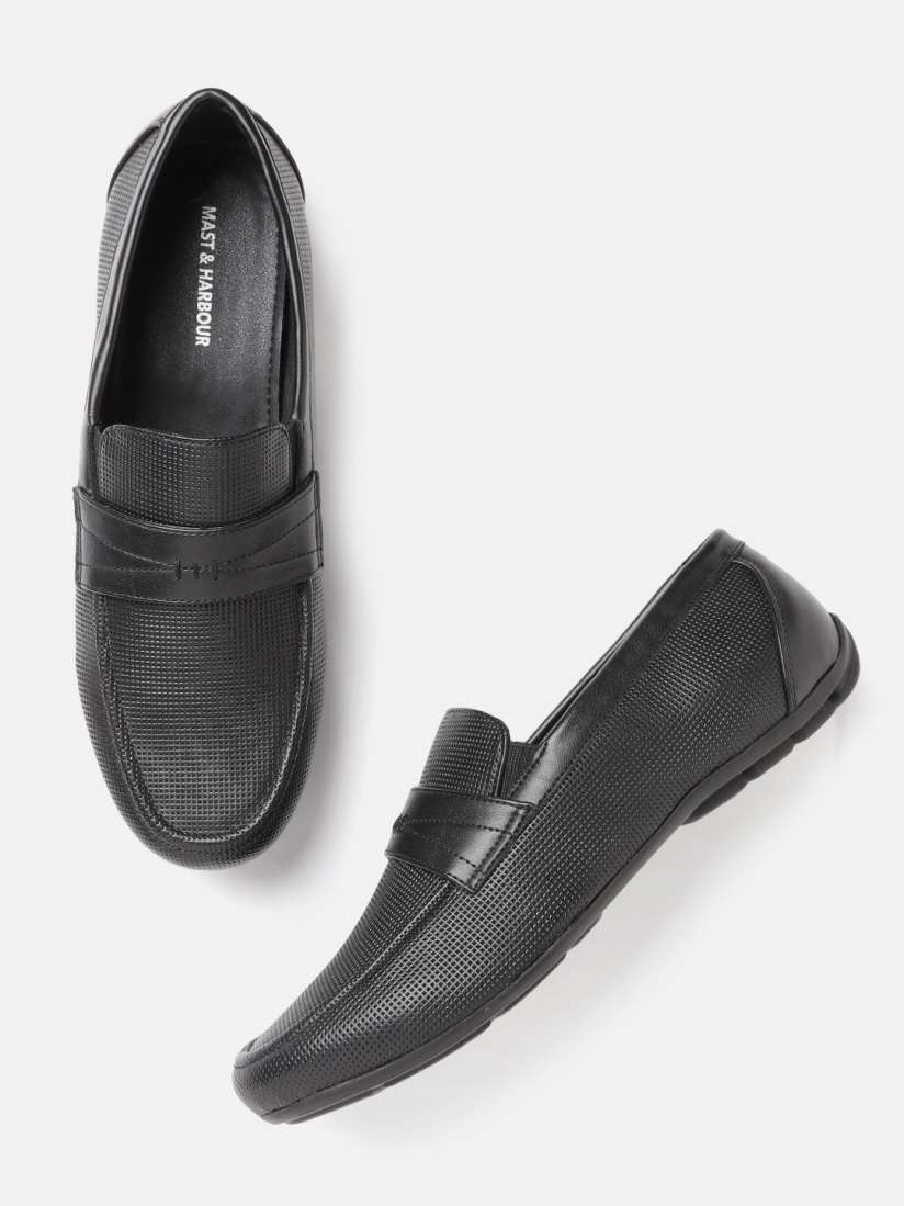 Buy Mast Harbour Men Black Textured Loafers Casual Shoes for Men 15459166 Myntra