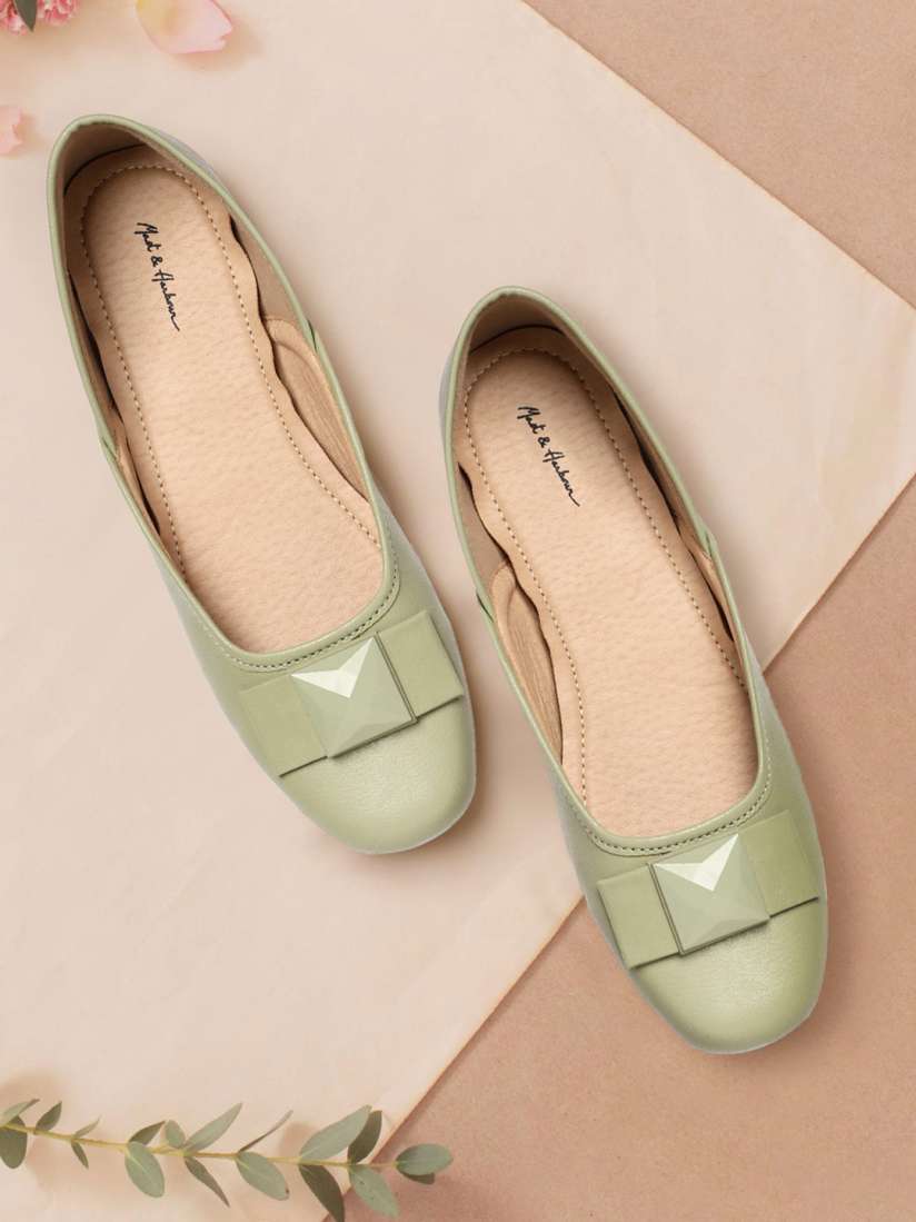 Buy Mast Harbour Women Sage Green Solid Ballerinas Flats for Women 15462522 Myntra
