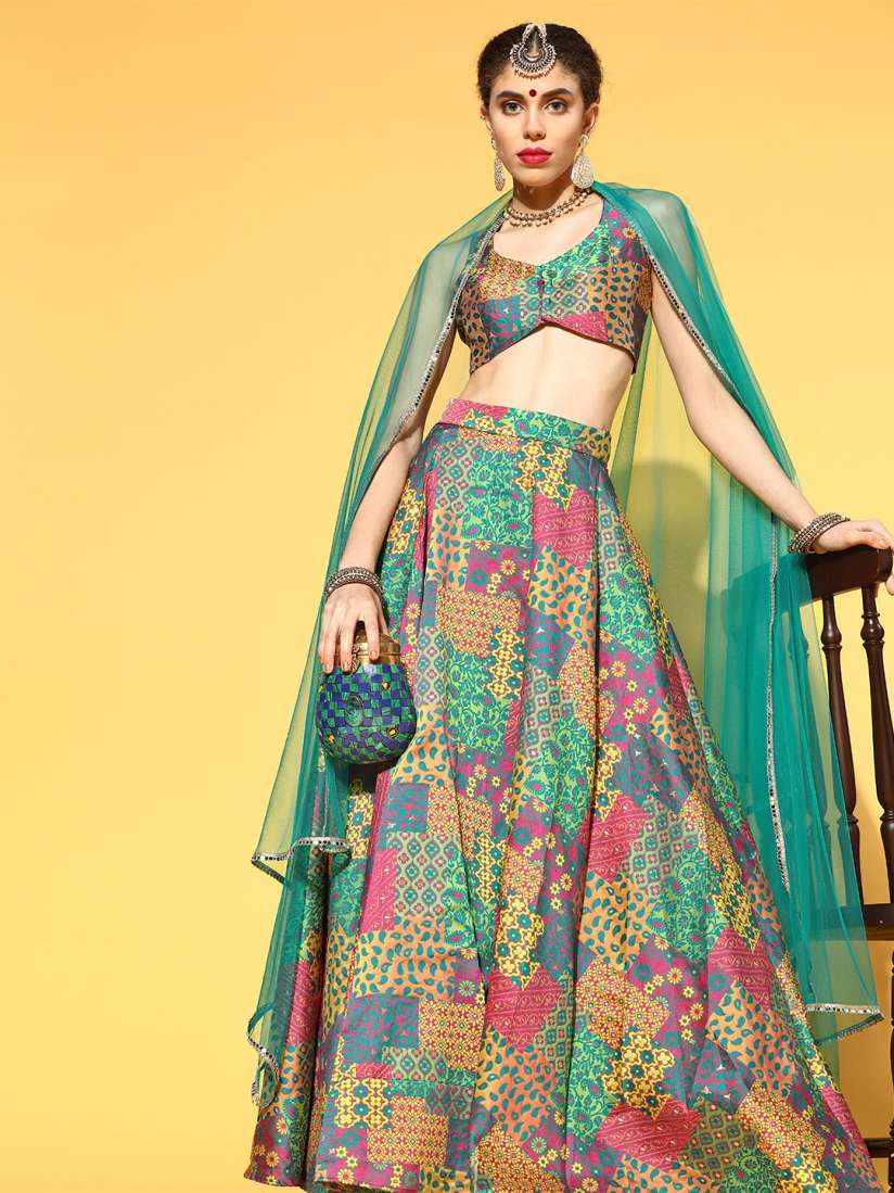 Buy Inddus Stylish Multi Woven Design Unstitched Lehenga Choli with Dupatta Lehenga Choli for Women 15463538 Myntra
